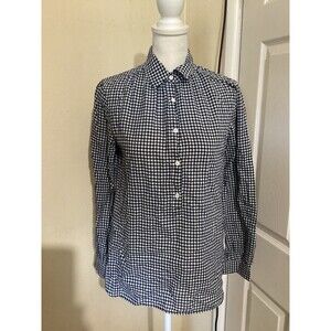 J. Crew Navy and White Gingham Button-Down Shirt